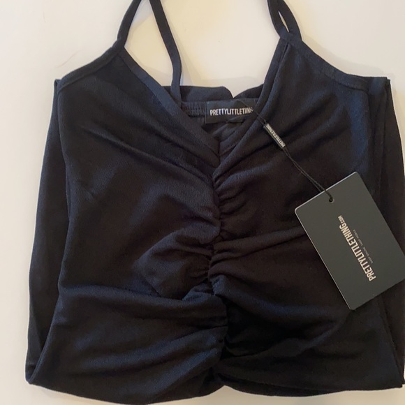 🩷🩵Pretty Little Thing - Black Strappy Ruched Midi Dress - Picture 8 of 9